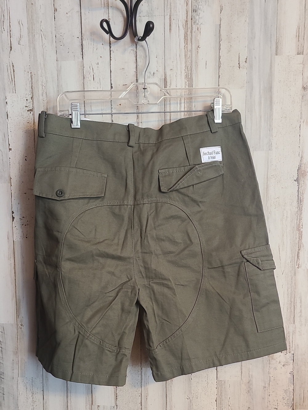 Men's Olive Cargo Shorts with Patch Detail